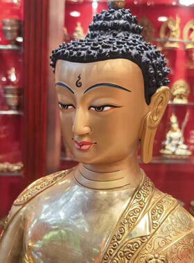 药师佛/三宝/释迦佛/释迦牟尼/62cm尼泊尔铜鎏金佛像佛堂供奉摆件