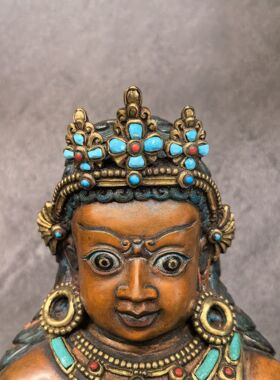 黄财神/赞巴拉/藏巴拉/Zambala/尼泊尔手工佛像/23cm鎏金佛像摆件