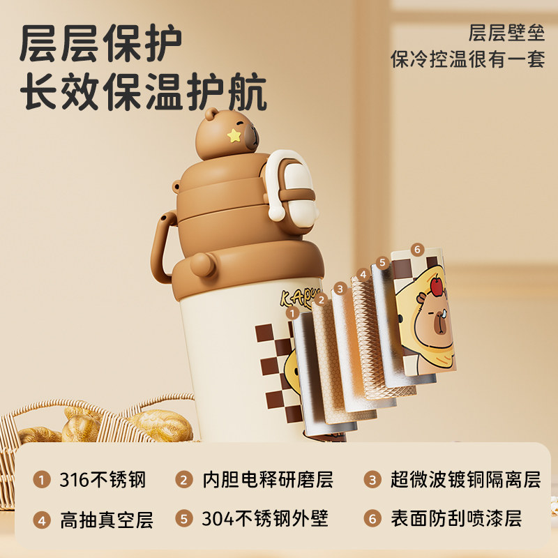 贝十八儿童保温杯316不锈钢男生女生学生幼儿园上学专用吸管水杯,淘宝优惠券,粉丝福利购,淘宝优惠卷