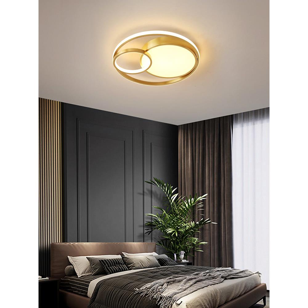 卧室灯2022年新款主卧全铜吸顶灯现代简约房间餐厅书房led圆形灯 - 图1