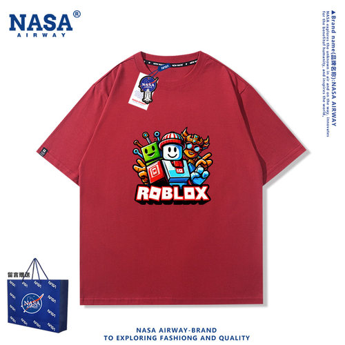 NASA AW彩色虚拟世界roblox罗布乐思游戏周边男女纯棉短袖夏半袖 - 图1