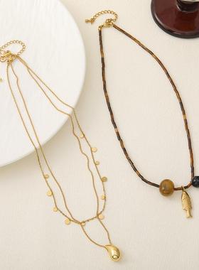 原创设计小鱼黑玛瑙虎眼石吊坠