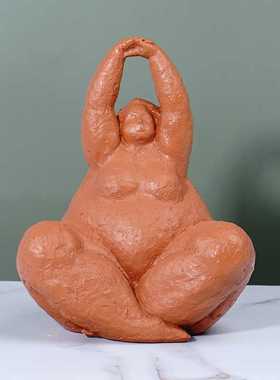 新款直销家居简约胖女人瑜伽摆件桌面托盘玄关收纳钥匙装饰品树脂