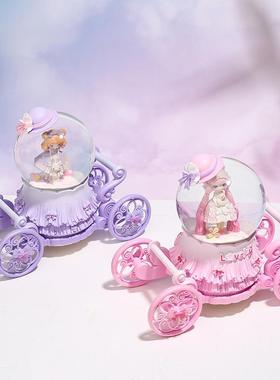 直销新款可爱公主马车水晶球洛丽塔音乐盒学生桌面摆件毕业礼品生