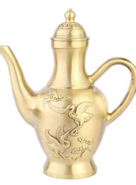 直销新款黄铜龙凤呈祥酒壶铜工艺品摆件纯铜餐厅酒壶宴会家居婚庆