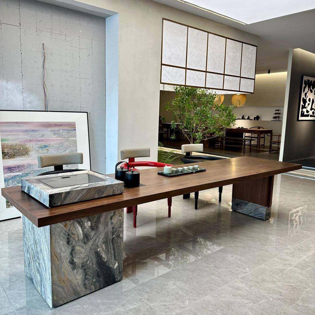 式北美黑胡桃木代岩学板岛台茶桌椅现宋美茶TSF室轻奢泡茶家具,淘宝优惠券,粉丝福利购,淘宝优惠卷