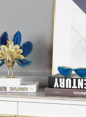 招财铜孔天然玛瑙入户关摆件现代轻奢客KF-M344-厅玄电视柜酒柜雀