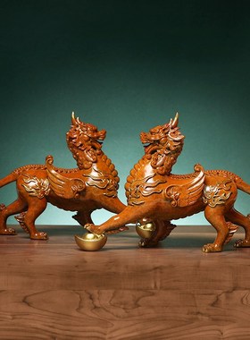 彩铜貔貅摆件一对貔恘客厅店铺装饰品办公室皮丘桌面家居门口阳台