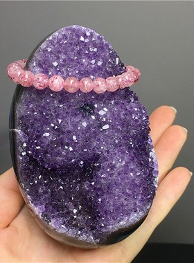 乌拉圭天然紫水晶洞恐龙蛋聚宝盆手链消磁爱心形办公桌摆件装饰品