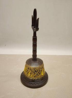 藏式手摇八仙三清铃黄铜用品摇铃道士道家三叉法器铃铛太极八卦铃