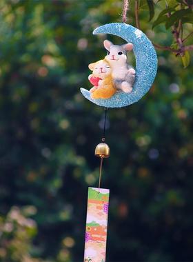 可爱情侣兔子入户花园风铃装饰壁挂摆件庭院户外阳台吊件挂件礼品