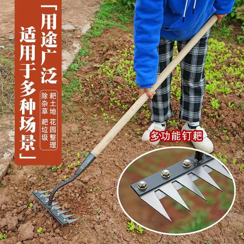 德国耙子松土神器锄头除草铁耙农具农用搂草四齿六齿新款钉耙钢耙,淘宝优惠券,粉丝福利购,淘宝优惠卷