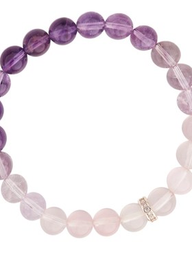 水晶手链紫水晶女紫色渐变天然莫粉高级感手串七夕节闺蜜生日礼物