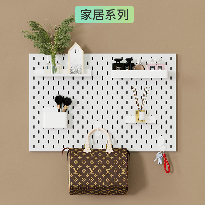 Perforated board accessories kitchen shelf hook t storage box hanging basket wall-mounted punch-free laminate shelf fixed
