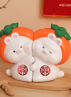 新婚礼物送新人新娘结婚客厅婚房布置装饰品好柿成双送闺密订婚礼