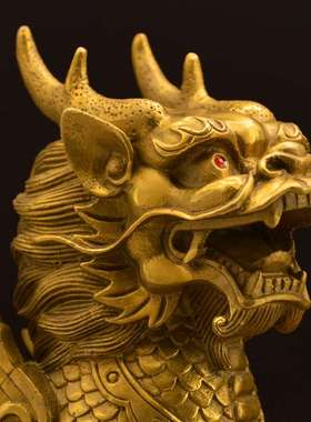 财富麒麟铜麒麟才富麒麟威武麒麟摆件吉祥家居店铺开业礼品摆件