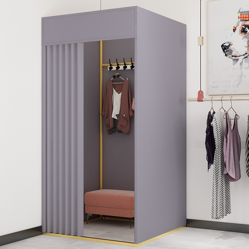 服装店移动试衣间门帘临时活动简易更衣室轨道便携式换衣间展示架 - 图2