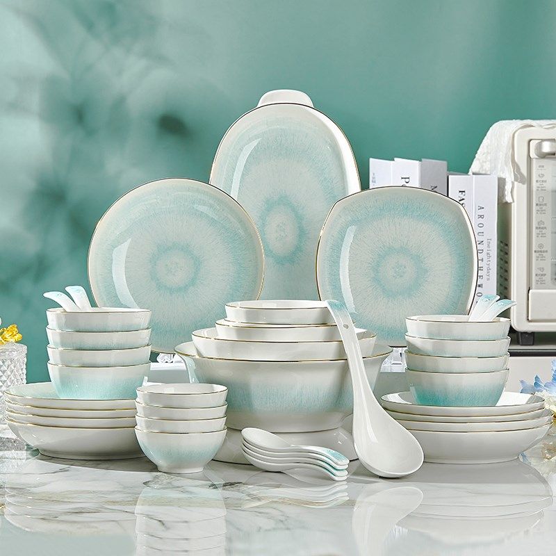 盘子家用菜盘釉下彩陶瓷餐具加厚加深圆盘防烫米饭碗盘碟套装家用,淘宝优惠券,粉丝福利购,淘宝优惠卷