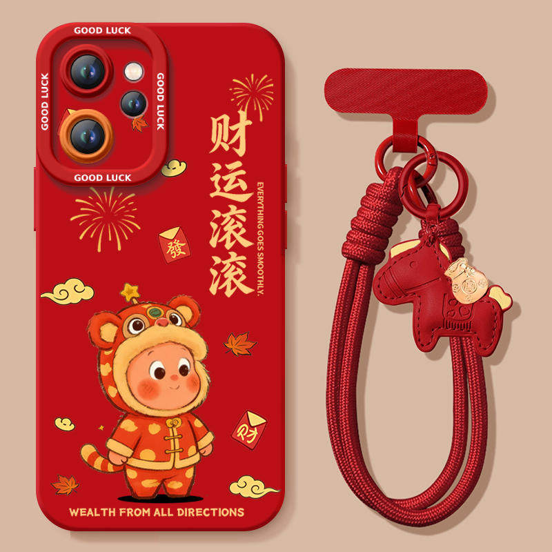 好运星星人适用oppoReno15手机壳Reno14pro套2026马年Rone13新款OPPO硅胶12新年款11防摔Reon10外壳9过年红色 - 图2