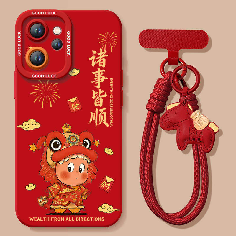 好运星星人适用oppoReno15手机壳Reno14pro套2026马年Rone13新款OPPO硅胶12新年款11防摔Reon10外壳9过年红色 - 图1