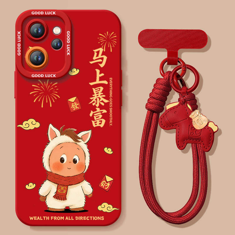 好运星星人适用oppoReno15手机壳Reno14pro套2026马年Rone13新款OPPO硅胶12新年款11防摔Reon10外壳9过年红色 - 图0
