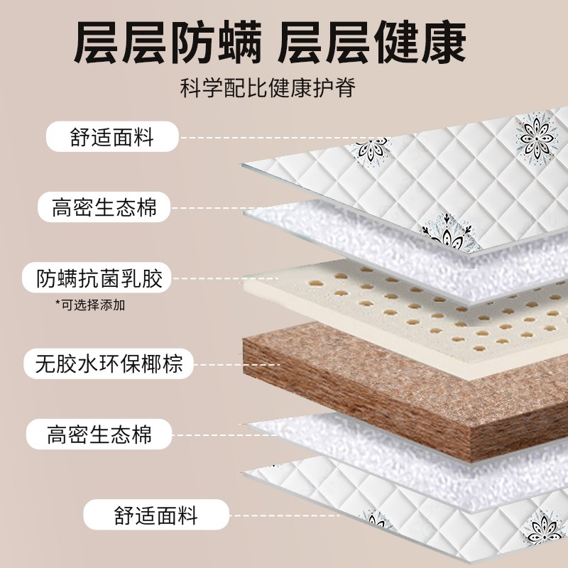 床垫椰棕垫棕榈硬垫折叠1.5m可定制1.2m儿童家用卧室拼接护脊床垫 - 图1