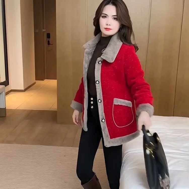 妈妈装毛呢外套加绒加厚2025秋冬季短款女装时尚百搭保暖洋气棉衣,淘宝优惠券,粉丝福利购,淘宝优惠卷