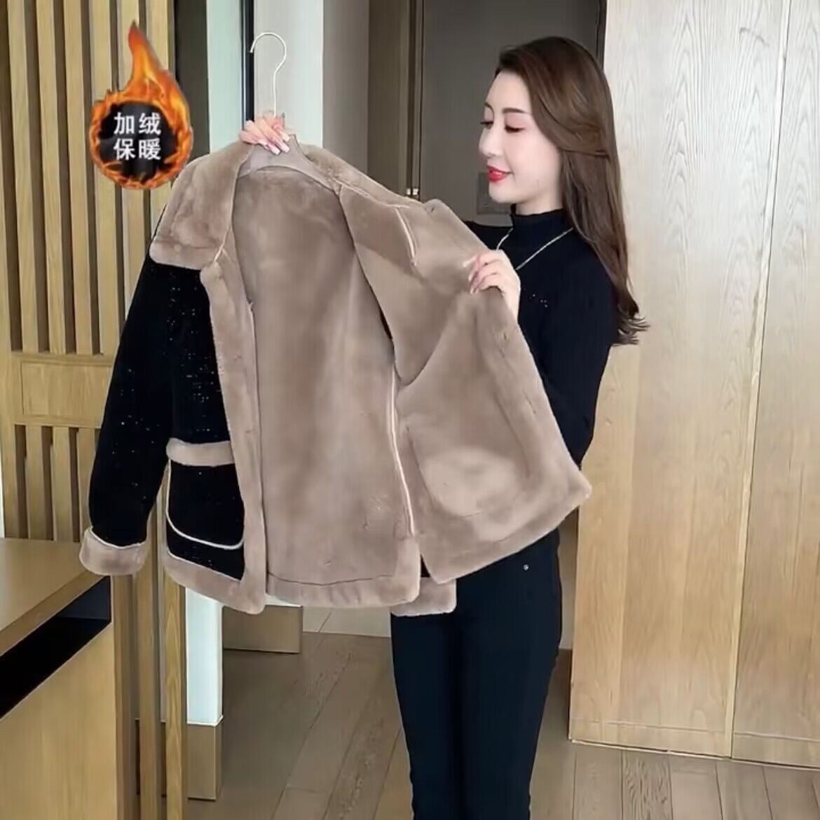 妈妈装毛呢外套加绒加厚2025秋冬季短款女装时尚百搭保暖洋气棉衣,淘宝优惠券,粉丝福利购,淘宝优惠卷