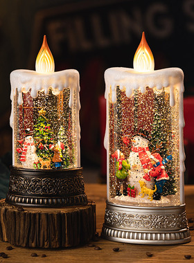 耶诞节装饰品家居摆饰蜡烛音乐盒发光水晶球飘雪桌面场景布置礼物