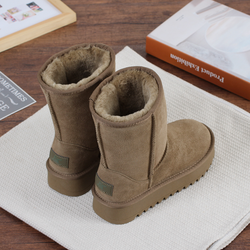 冬季中筒雪地靴女新品2025年两穿防滑女靴子加绒加厚棉鞋真皮棉靴 - 图1