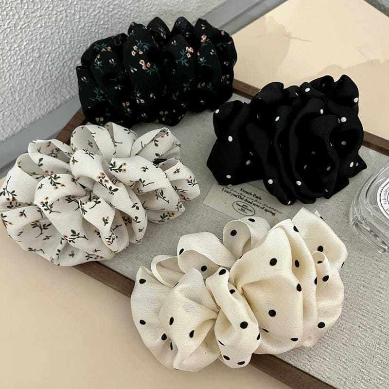 巨显发量!横着夹!新款褶皱云朵泡泡波点碎花甜妹氛围感香蕉夹发夹,淘宝优惠券,粉丝福利购,淘宝优惠卷