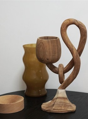 一枚橙 侘寂g风复古木制摆件民宿样板房别墅客厅电视柜实木装饰品