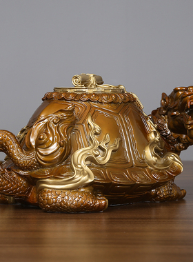 大号纯铜龙龟摆件龙头龟铜制神兽赑屃霸下河洛图开业乔迁礼品