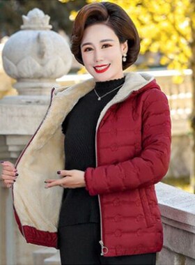 2023新款妈妈棉衣冬装短款羽y绒棉服老年人女加绒外套中老年棉袄