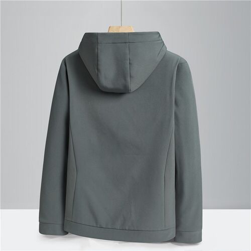 帝客堡春季新款高端软壳衣外套男士连帽薄绒夹克卫衣春秋蓝色上衣 - 图0