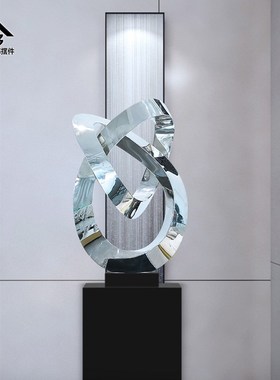 酒店大堂抽象雕塑售楼处大厅装饰品客厅落地摆件不锈钢金属工艺品