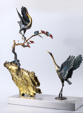 速发鹤业礼品摆件 客艺玄关家居装饰办公室桌面厅术美陈铜艺仙开