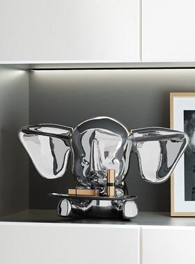 速发门奢银入小飞象色户进轻玄关收纳摆件客厅电视柜软装饰品