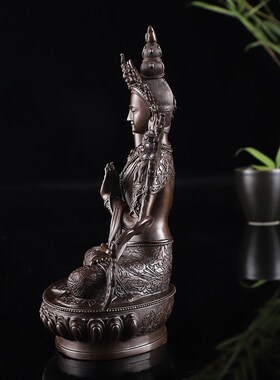 速发文殊菩萨古铜雕居仿纯铜像摆件 家花供奉装饰雕像 寸5寸7寸可