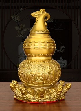 天医铜葫芦摆件纯铜九龟葫芦八卦开口家居店铺八宝葫芦装饰品送礼