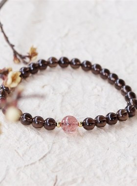 天然茶水晶手链女ins小众设计高级感个性冷淡风今年手链森系 仙美