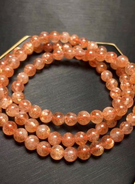 金草莓晶手链 6mm三圈 天然水晶 阿鲁沙手串 金超七骨干 日光长石