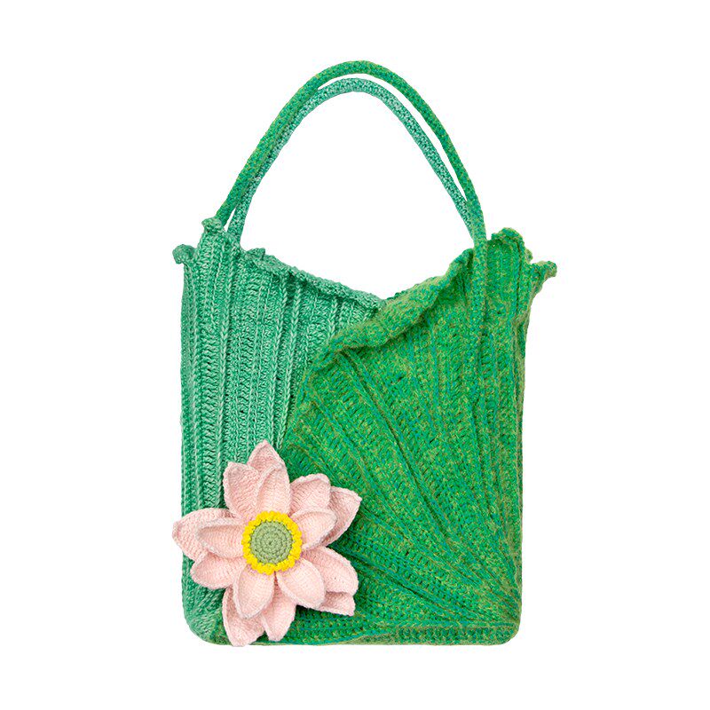雪球diy手工编织沁柔荷叶包材料包大容量毛线花朵手提包钩针包勾,淘宝优惠券,粉丝福利购,淘宝优惠卷