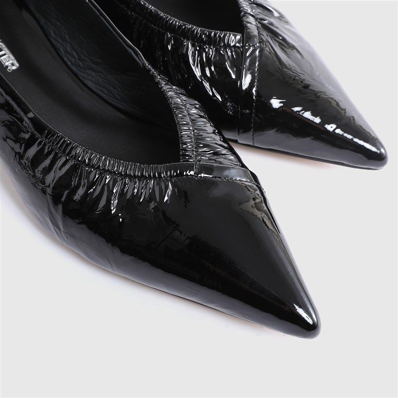 毛衣姐姐 简约时尚褶漆皮浅口尖头粗跟单鞋女25-610,淘宝优惠券,粉丝福利购,淘宝优惠卷