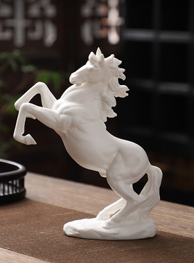 陶瓷白瓷马摆件一对招财办公室客厅装饰品工艺品生肖马到成功礼品