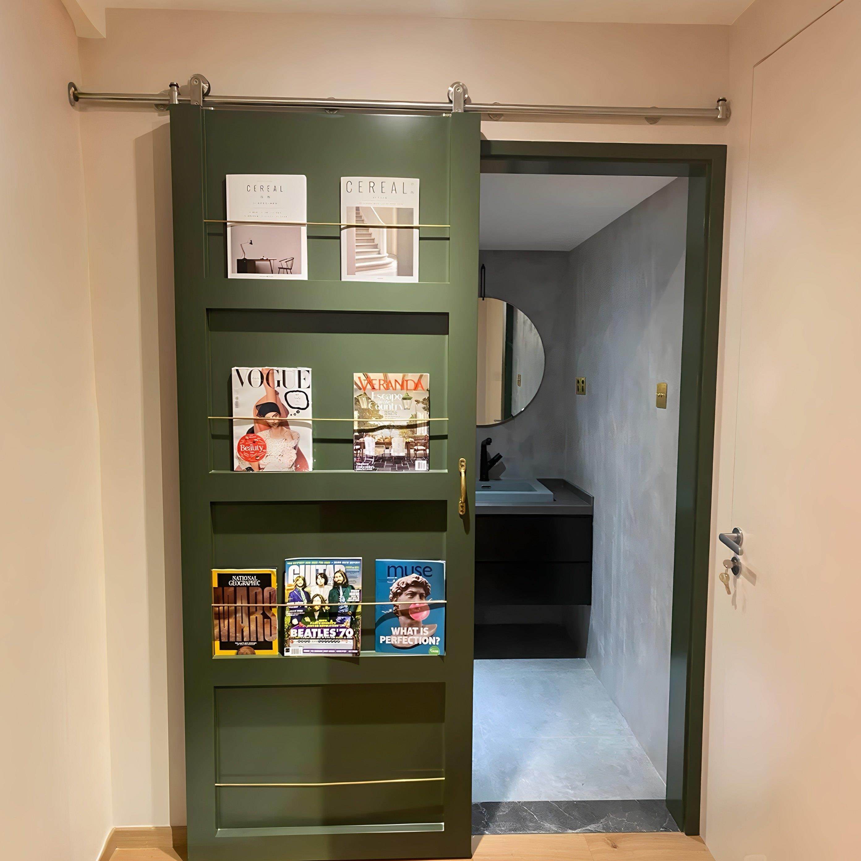 谷仓门书架门吊轨门定制卫生间无下轨移门厨房卧室杂志架推拉门,淘宝优惠券,粉丝福利购,淘宝优惠卷