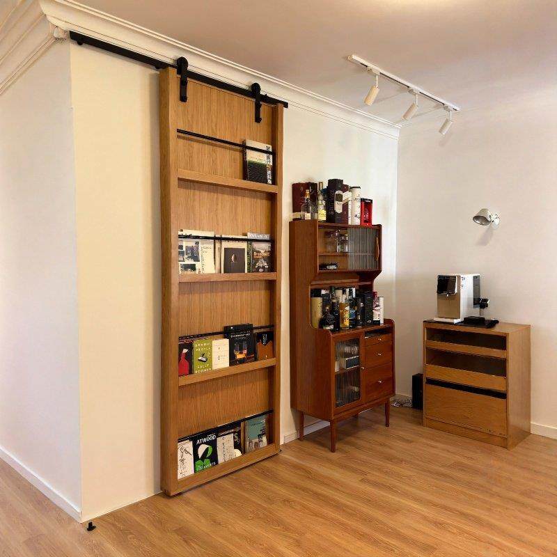 谷仓门书架门吊轨门定制卫生间无下轨移门厨房卧室杂志架推拉门,淘宝优惠券,粉丝福利购,淘宝优惠卷