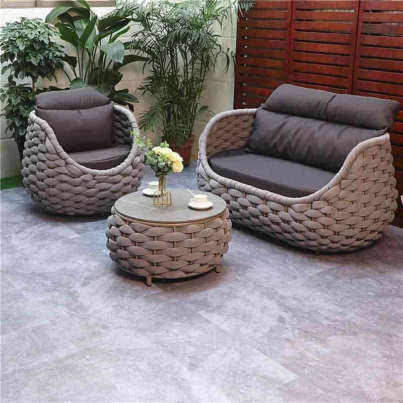 北欧户外沙发庭院别墅花园露台单人藤椅防水防晒藤编室外沙发茶几,淘宝优惠券,粉丝福利购,淘宝优惠卷