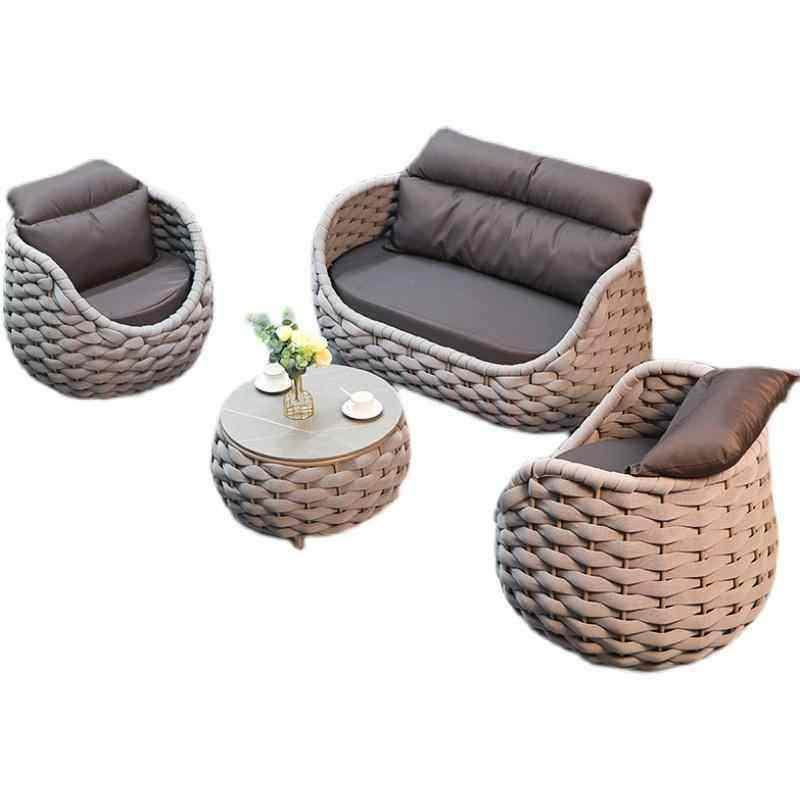 北欧户外沙发庭院别墅花园露台单人藤椅防水防晒藤编室外沙发茶几,淘宝优惠券,粉丝福利购,淘宝优惠卷