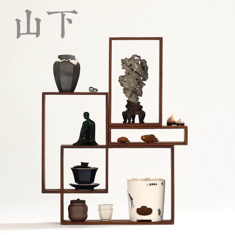 竹制百搭多宝格博古架茶具收纳展示架茶柜茶棚置物架摆件创意格子,淘宝优惠券,粉丝福利购,淘宝优惠卷